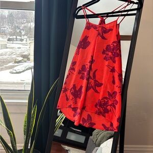 Banana Republic Red and Purple Floral Blouse